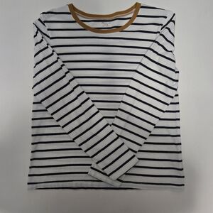 Striped Long Sleeve Shirt with Contrast Collar